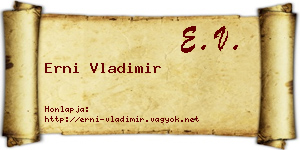 Erni Vladimir névjegykártya